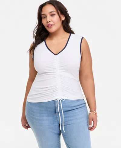 On 34th Trendy Plus Size Ruched Tank Top, Macy's Exclusive In White
