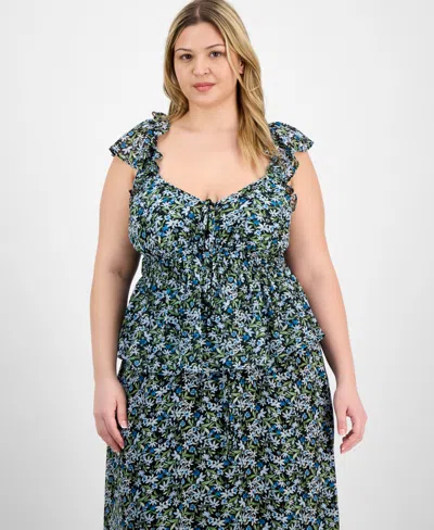 On 34th Trendy Plus Size Ruffled-strap Smocked Top, Exclusively At Macy's