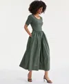 On 34th Trendy Plus Size Scoop-neck Mixed-media Midi Dress, Exclusively At Macy's In Palmetto