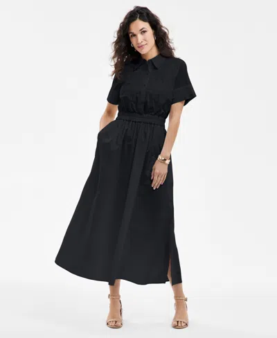 On 34th Trendy Plus Size Short-sleeve Popover Shirtdress, Exclusively At Macy's