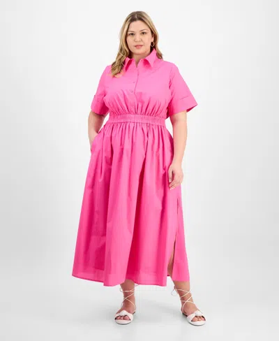 On 34th Trendy Plus Size Short-sleeve Popover Shirtdress, Exclusively At Macy's