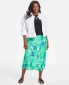On 34th Trendy Plus Size Short Utility Jacket Baby T Shirt Floral Pull On Skirt Exclusively At Macys In Bright Whi