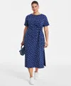 On 34th Trendy Plus Size Side-tie Knit Midi Dress, Created For Macy's