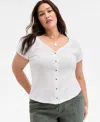 On 34th Trendy Plus Size Snap-front T-shirt, Exclusively At Macy's