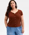 On 34th Trendy Plus Size Snap-front T-shirt, Exclusively At Macy's