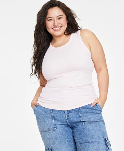 On 34th Trendy Plus Size Solid Ribbed Tank Top, Created For Macy's In Pink Dogwood