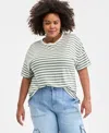 On 34th Women's Knit Easy Short-sleeve Striped T-shirt, Exclusively At Macy's In Gold
