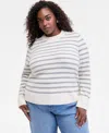 On 34th Trendy Plus Size Striped High-neck Sweater, Macy's Exclusive In Multi