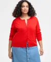 On 34th Trendy Plus Size High-rise Utility Cargo Jeans, Created For Macy's In Fiery Red