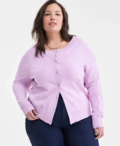 On 34th Trendy Plus Size Sweater Cardigan, Exclusively At Macy's In Orchid Bouquet