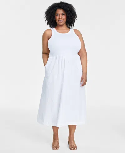 On 34th Trendy Plus Size Tank Midi Dress, Created For Macy's In Bright White