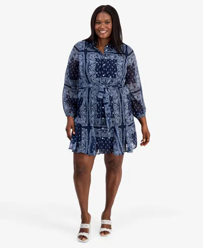On 34th Trendy Plus Size Tie-belt Shirtdress, Macy's Exclusive