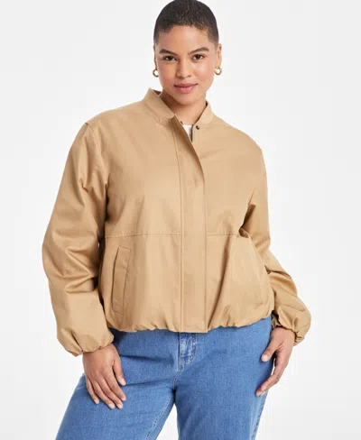 On 34th Trendy Plus Size Twill Bubble-hem Bomber Jacket, Exclusively At Macy's In Swiss Moch