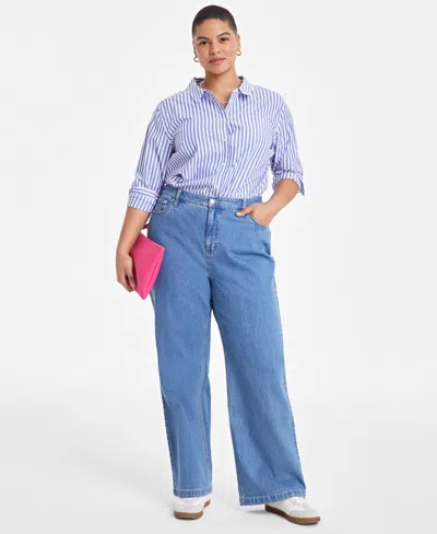 On 34th Trendy Plus Size Wide-leg Jeans, Exclusively At Macy's In Tn Light M