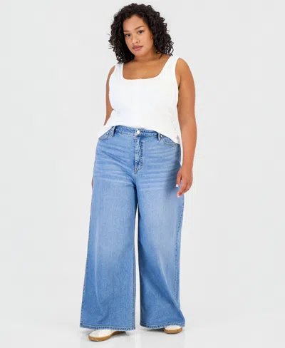 On 34th Trendy Plus Size Wide-leg Jeans, Macy's Exclusive In Blue
