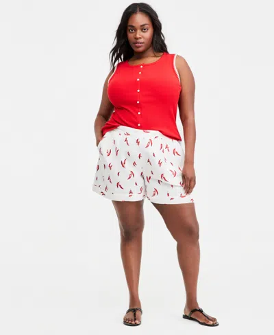 On 34th Trendy Plus Size Wide-leg Shorts, Macy's Exclusive In Multi