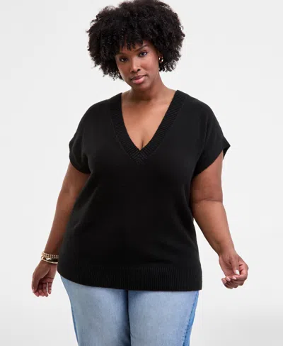 ON 34TH TRENDY PLUS V-NECK SWEATER VEST, MACY'S EXCLUSIVE