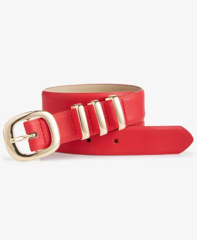 On 34th Triple Loop Centerbar Buckle Pant Belt, Macy's Exclusive In Red
