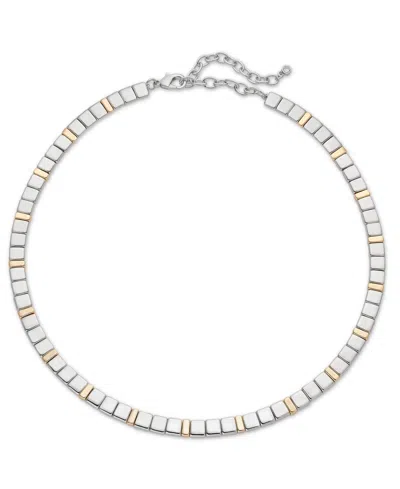 On 34th Two-tone Square Beaded Collar Necklace, 16" + 3" Extender, Created For Macy's In Gold