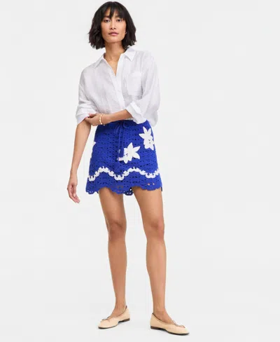 On 34th Women's 3d Flower Crochet Mini Skirt, Macy's Exclusive In Blue