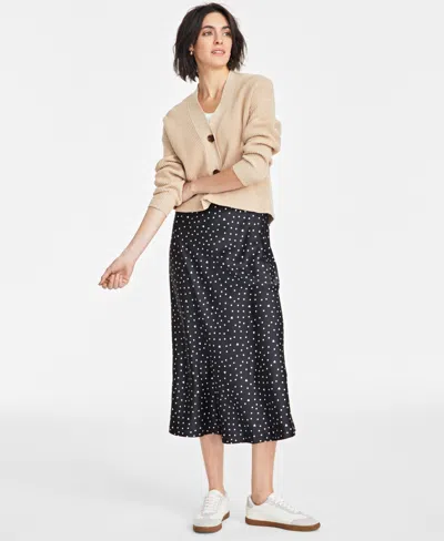 On 34th Trendy Plus Size Printed A-line Slip Skirt, Exclusively At Macy's In Deep Black