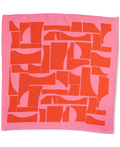 On 34th Women's Abstract Geo Square Scarf, Created For Macy's In Pink Red