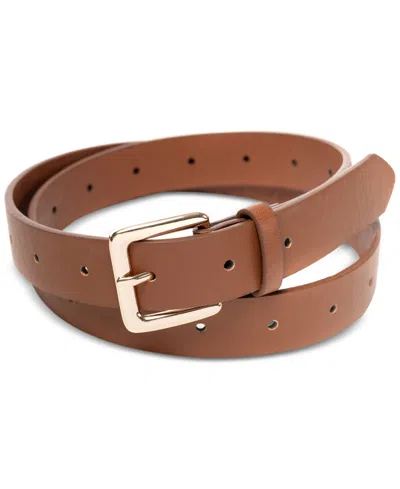 On 34th Women's Adjustable Faux-leather Belt, Created For Macy's In Cognac
