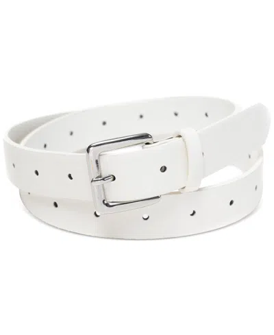 On 34th Women's Adjustable Faux-leather Belt, Created For Macy's In White