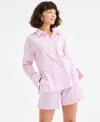 On 34th Women's Adventure Stripe Long-sleeve Shirt, Exclusively At Macy's In Pink