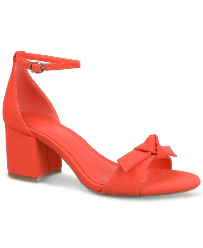On 34th Women's Amandaa Two-piece Knotted Dress Sandals, Created For Macy's In Coral Nubuck