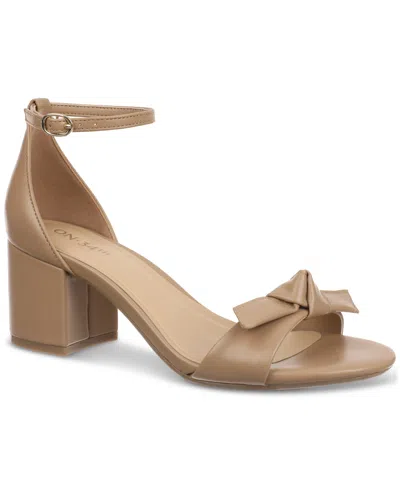 On 34th Women's Amandaa Two-piece Knotted Dress Sandals, Created For Macy's In Nude Smooth