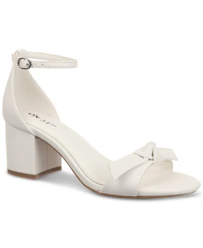 On 34th Women's Amandaa Two-piece Knotted Dress Sandals, Created For Macy's In White Smooth