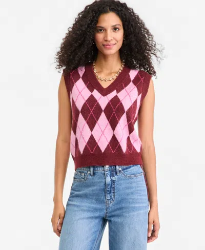 On 34th Women's Argyle V-neck Sleeveless Sweater Vest, Macy's Exclusive In Lavender Suede