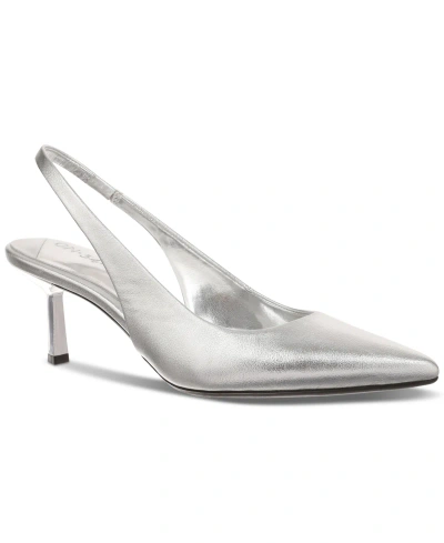 On 34th Women's Baeley Slingback Pumps, Created For Macy's In Silver