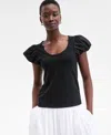 On 34th Women's Balloon-sleeve Scoop-neck T-shirt, Exclusively At Macy's In Brown