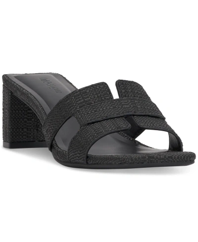 On 34th Women's Beatris Slip-on Band Dress Sandals, Created For Macy's In Black Raffia