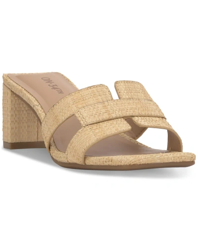 On 34th Women's Beatris Slip-on Band Dress Sandals, Created For Macy's In Natural Raffia