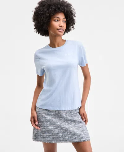 On 34th Women's Beaute Embellished Crewneck Tee, Exclusively At Macy's In Blue