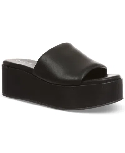 On 34th Women's Blliss Slide Flatform Sandals, Created For Macy's In Black Smooth