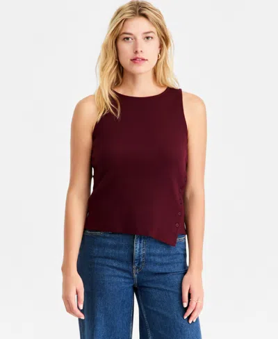 On 34th Women's Boatneck Side Button Tank, Macy's Exclusive In Burgundy