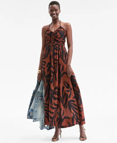 On 34th Women's Braided-trim Halter Maxi Dress, Exclusively At Macy's In Brown