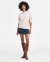 On 34th Women's Brushed-knit Relaxed Crewneck Sweater, Macy's Exclusive In Neutral