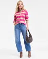 On 34th Women's Brushed Striped Polo Sweater, Macy's Exclusive In Pink