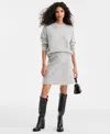 On 34th Womens Embellished Brushed Crewneck Sweater Mini Skirt Macys Exclusive In Gray
