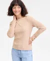 On 34th Women's Button-cuff Boatneck Top, Macy's Exclusive In Animal Print