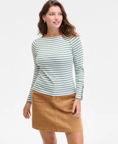 On 34th Women's Button-cuff Boatneck Top, Macy's Exclusive In Green