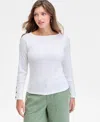 On 34th Women's Button-cuff Boatneck Top, Macy's Exclusive In White