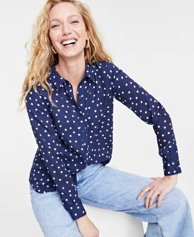 ON 34TH WOMEN'S BUTTON-FRONT CREPE SHIRT, CREATED FOR MACY'S