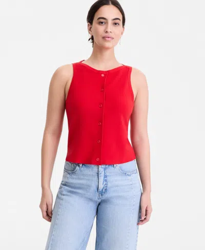 On 34th Women's Button-front Milano Sweater Shell, Macy's Exclusive In Red
