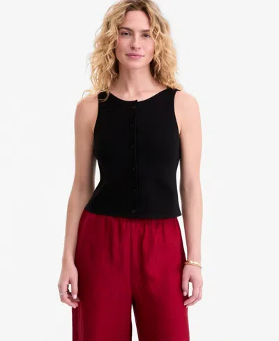 On 34th Women's Button-front Milano Sweater Shell, Macy's Exclusive In Black
